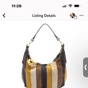 Fendi Multicolor Striped Hobo Bag - Black, Brown, Gold